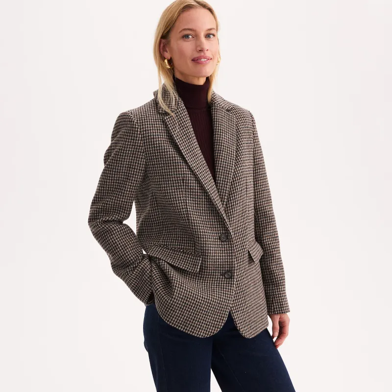 Checked Warm Wool Blend Straight Cut Blazer — image 1 of 4