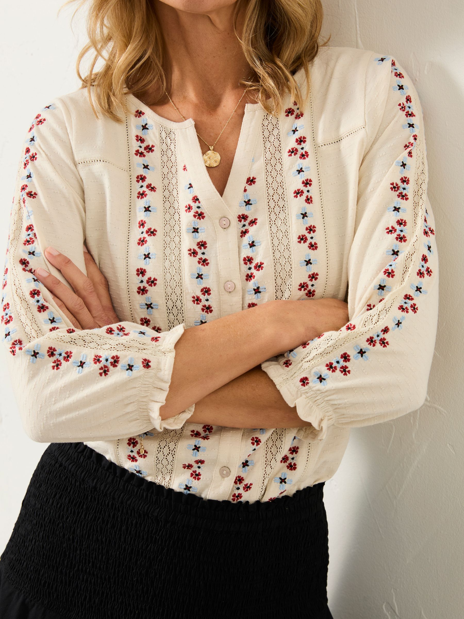 Harper Cream Embroidered Top