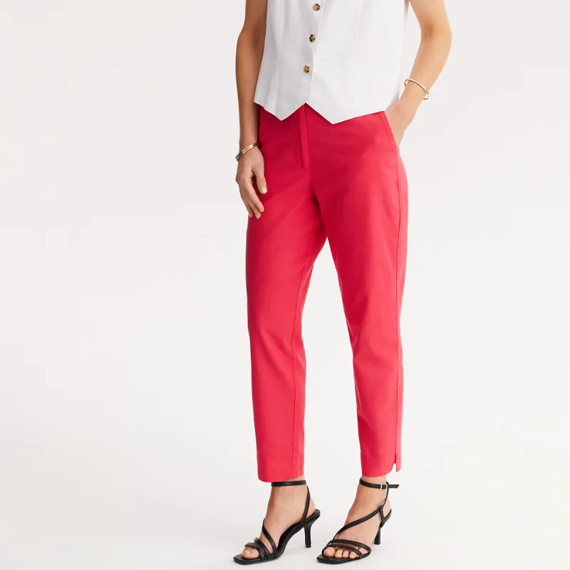 Straight Ankle Grazer Trousers in Linen/Cotton — image 1 of 4