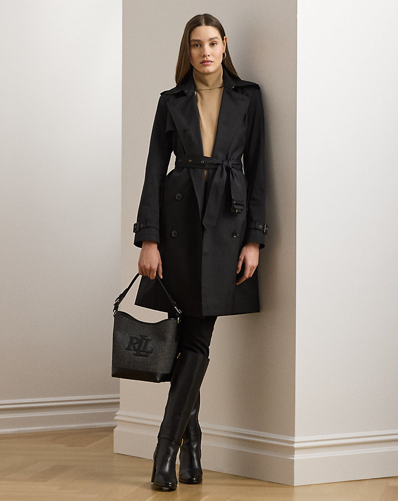 Double-Breasted Cotton-Blend Trench Coat
